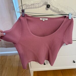 Madewell Ribbed Pink Crop Tee Short Sleeve